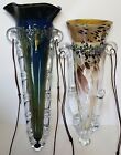 (2) Mid-Century Italian Murano Iridescent Glass Hanging Vases~Barovier & Toso
