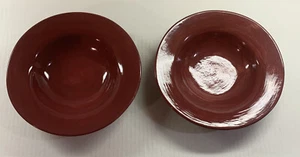 2 Pottery Barn Sausalito Large Rim Soup Salad Pasta Bowls Burgundy 10” - Picture 1 of 12