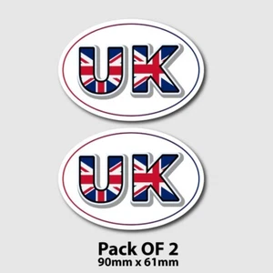 2 x UK Flag Oval Self Adhesive Vinyl Small Sticker Camper Car Van Europe Holiday - Picture 1 of 2