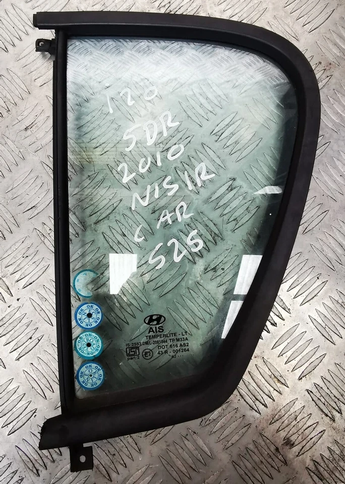 HYUNDAI I20 5DR 08-09-10-11-12-13 PASSENGER SIDE REAR DOOR QUARTER GLASS - Image 1 of 1