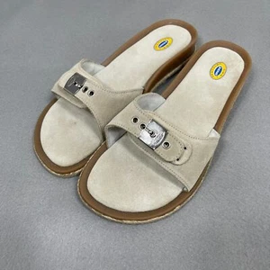 The Dr Scholls Sandals Womens Size 10 Original HEAVEN Tan Suede Slides Brazil - Picture 1 of 9