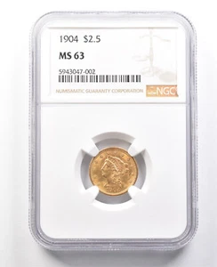 1904 $2.50 Liberty Head Gold Quarter Eagle MS63 NGC *2972 - Picture 1 of 3