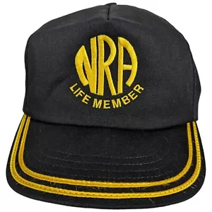NRA Life Member Hat Snapback Black Gold 2 Stripe Made USA - Picture 1 of 16
