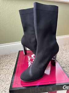 NWB Womens Sam Edelman Circus Black Sock Booties, Size 8