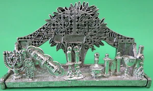 Porta biglietti da visita ebraico Tempio Tabernacolo Menorah Torah Rotoli Cabala EX - Foto 1 di 10