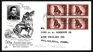 USA, SCOTT # 973, ARTCRAFT FDC COVER OF 1948 ROUGH RIDERS ORG. BLOCK, HORSE - Picture 1 of 1