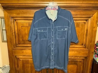 GAME GUARD KING RANCH Embroidered VentHunting Fishing Mens Blue XL Plaid Shirt - Image 1 of 3