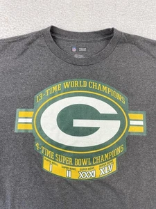 Green Bay Packer Mens T Shirt Medium Gray Cotton Superbowl NFL Team Apparel - Picture 1 of 7