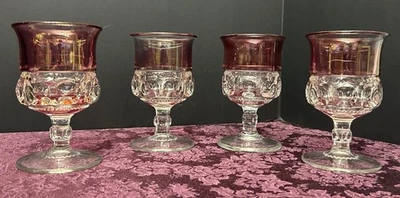 Indiana Glass King Crown Thumbprint Ruby Red Goblets Set of 4, 5.5 In - Image 1 of 4