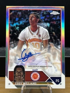 2023 CODY WILLIAMS Topps Chrome McDonalds Refractor AUTO Utah Jazz Rookie - Picture 1 of 19