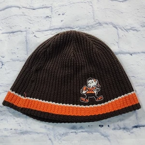 Cleveland Browns NFL Football Beanie Brownie Logo Knit Cap Reversible VINTAGE - Picture 1 of 11