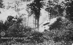 CHICAGO DAILY NEWS KAVANAUGH WWI POSTCARD TANKS MONSTERS OF STEEL FRANCE 070925 - Picture 1 of 2