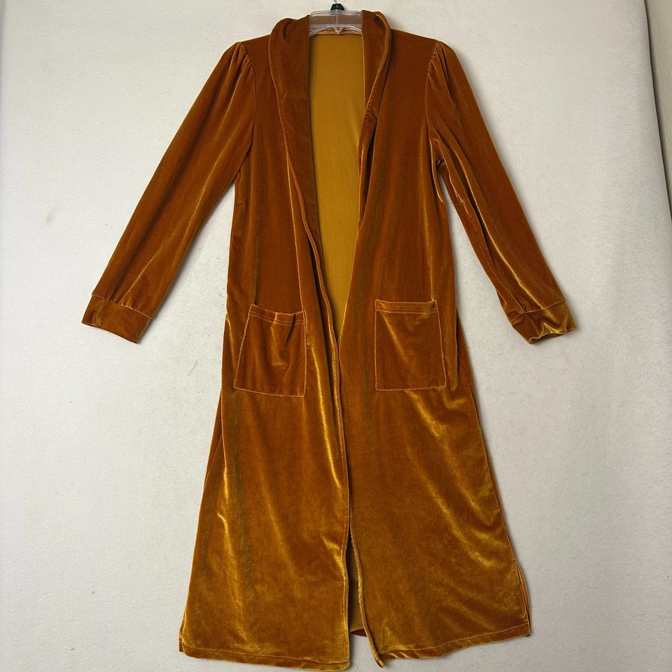 Cárdigan Plumero Talla S Terciopelo Dorado Rico Ropa de Salón Elástico Largo Vacaciones Cosplay Foto 1 de 4