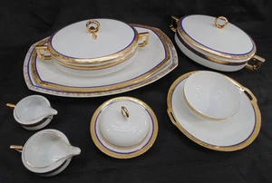 Vintage H&C Selb Royal Bavaria 18kt Gold & Cobal Blue China Servierstücke LESEN! - Bild 1 von 17