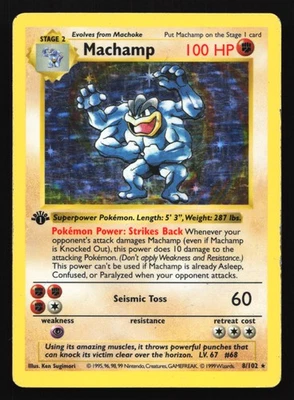 Machamp 8/102 Base Set (Shadowless) 1st Edition Holo Rare Pokemon Card - Image 1 of 2