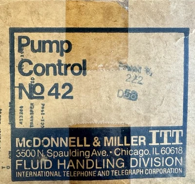 McDonnell & Miller No. 42 Pump Control Nuevo Antiguo Stock Foto 1 de 4