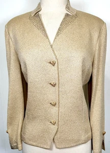 Gorgeous St.John Evening jacket gold paillettes heart buttons NWOT size 14 - Picture 1 of 2