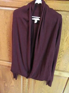 H&M Wrap Front Convertible Wool Blend Wrap Sweater Cardigan (Burgundy/Wine - Lg. - Picture 1 of 8