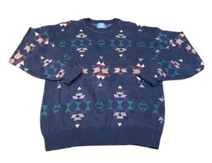 Vintage Lobo By Pendleton Men’s Large Southwestern Knit Cotton Sweater USA - Picture 1 of 3