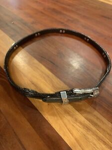 Brighton Womens Brown Braided Leather Belt Small Silver Links Western