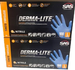 2 pack SAS Safety 6609 Derma-Lite Lightly Powdered Nitrile Gloves X-Large 200qty - Bild 1 von 4