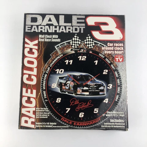 Collectible Dale Earnhardt Sr #3 Wall Clock with Certificate Of Authenticity Cover
