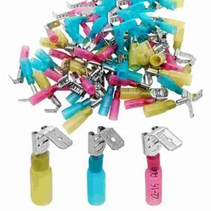 Heat Shrink Piggyback Spade Connectors Electrical Wire Terminals Kit 22-10AWG - Picture 1 of 13