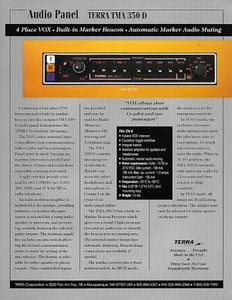 Hoja de datos de aviónica - Terra - TMA 350 D - panel de audio - avión (B685) - Imagen 1 de 1