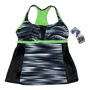 Backflip Tankini Swimsuit Top Women Size Medium Black White Green Padded NWT - Picture 1 of 5