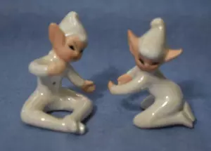 Paar Vintage 1958 Holt Howard Pixie Elfe Kerze Umarmung Kletterer Wanderer Figuren - Bild 1 von 3