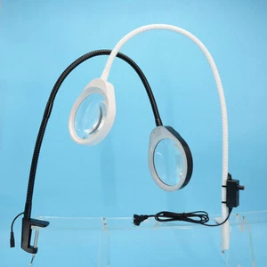8X LED Illuminated Large Lens Tabletop Desk Magnifier Lamp Clamp-on Loupe - Foto 1 di 10