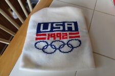 Vintage USA 1992 Olympics Ski Beanie Hat Red White Blue Knit Winter Games France