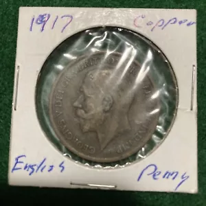 1917 Great Britain One Penny Copper Coin - Picture 1 of 2