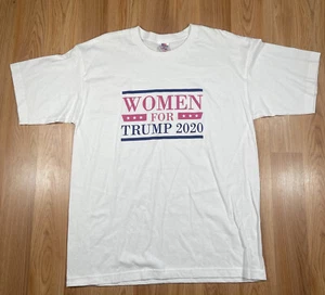 Bayside CrewNeck T-Shirt Mens L Large Women For Trump 2020 White Made in USA - Picture 1 of 11