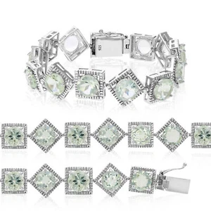 Vir Jewels 21.50 cttw Green Amethyst Bracelet .925 Sterling Silver - Picture 1 of 7