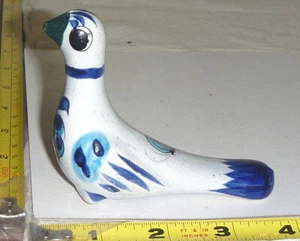 Estatuilla de PÁJARO de cerámica floral pintada a mano de colección - México - cerámica de arte popular ~4"L - Imagen 1 de 7