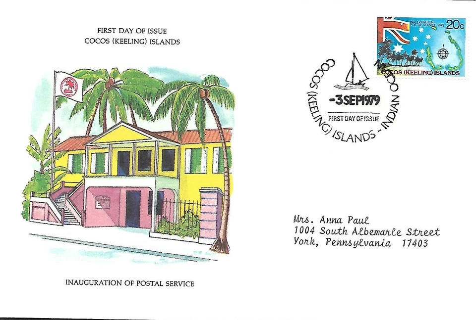COCO ISLANDS 1979 FIRST DAY COVER, FLAG SOUTHERN CROSS  - Image 1 of 1