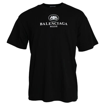 BALENCIAGA T-shirt Black Cotton Logo Print Crew Neck Short Sleeves s. XS 700usd - Image 1 of 4