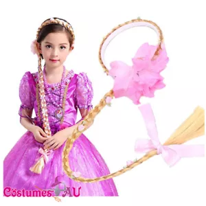 Rapunzel Girls Disney Princess Wig Headband Hair Plait Kids Costume Accessory - Picture 1 of 3