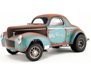 ACME 1:18 PorkChop's 1940 Willys Gasser Alky Hauler Model Rusted Green A1800920