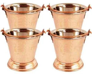 Steel Copper Bucket Balti for Serving Dishes 4 Pcs Kitchenware & Tableware 300ml - Picture 1 of 9