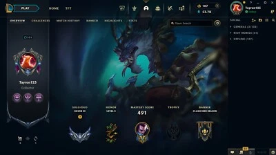 Cuenta de League Of Legends EUW / Nv 321 + 253 Skins / 600€ en la cuenta - Imagen 1 de 4