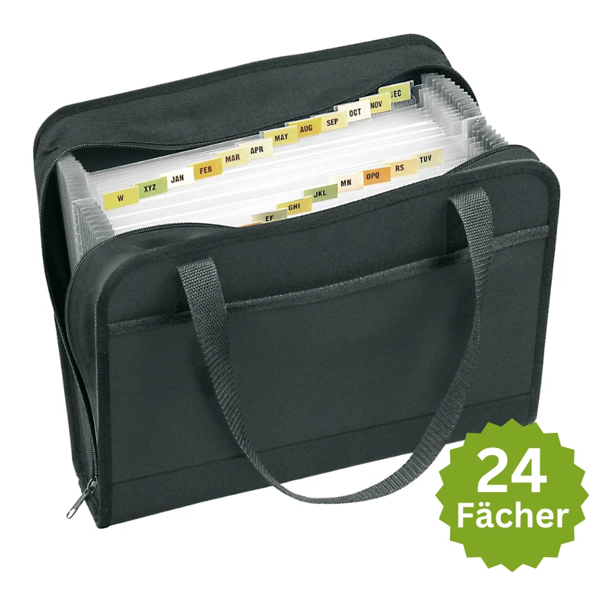 Veloflex Fächermappe Aktentasche A4 Office schwarz mit 24 Fächern für 500 Blatt