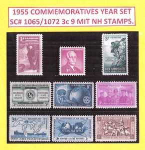 jis36 US STAMP 1955 YEAR SET SC# 1064/1072 3c LOT OF 9 **MINT NH 625 - Picture 1 of 1