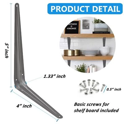 Heavy Duty Utility Metal Wall Shelf Corner Bracket Shelfing Support White Grey - Image 1 of 3