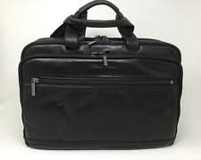 Kenneth Cole New York Colombian Leather Black 17" Laptop Briefcase Messenger Bag