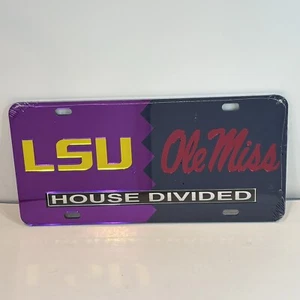 OLE MISS REBELS LSU TIGERS HOUSE DIVIDED MIRROR LICENSE PLATE CAR TAG UNIVERSITY - Picture 1 of 3