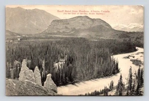 Alberta Canada Banff Hotel From Hoodoos- Litho Postcard 1908 - Picture 1 of 2