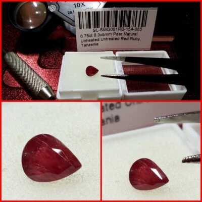 Rubí natural Tanzania talla Pera 0.75 Cts. - Imagen 1 de 4