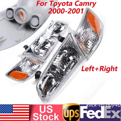 Pair Headlights and Corner Lights Headlamps Fits for TOYOTA Camry 2000-2001 Foto 1 de 4